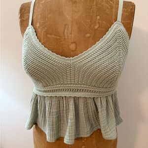 Hollister Light Green Textured Knit Top